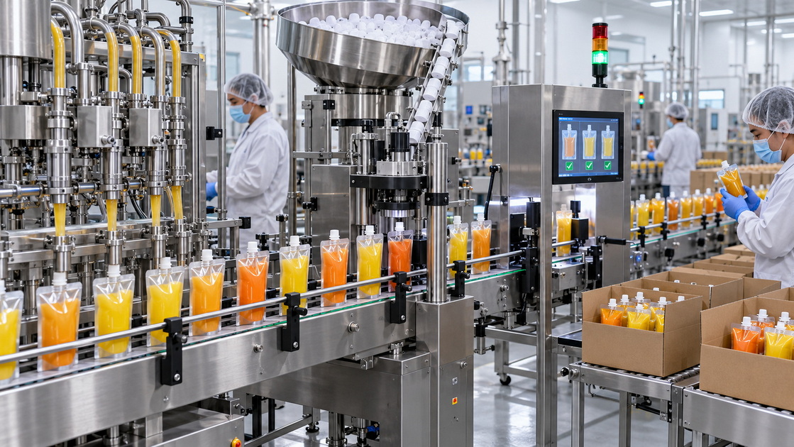 Automated Juice Spout Pouch Filling Line Automated Juice Spout Pouch Filling Line