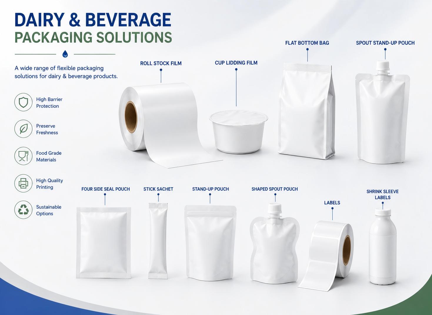Wide Range Of flexible Packaging solutions for dairy beverage products Wide Range Of flexible Packaging solutions for dairy beverage products
