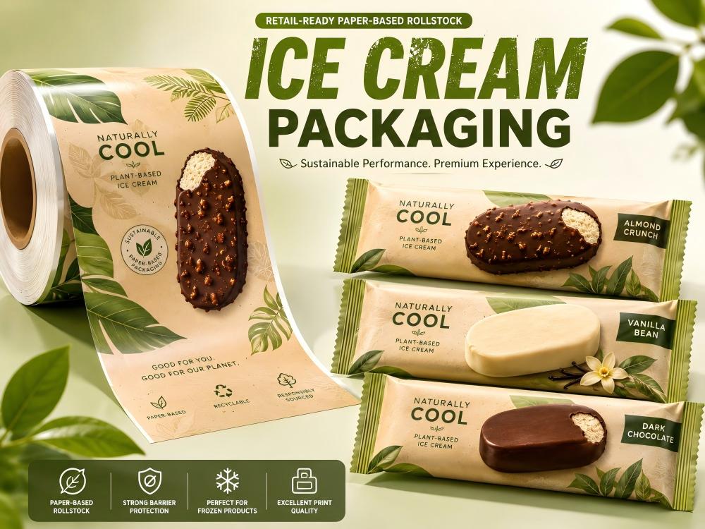 paper-based ice cream rollstock and long-form flow-wrap packs paper-based ice cream rollstock and long-form flow-wrap packs