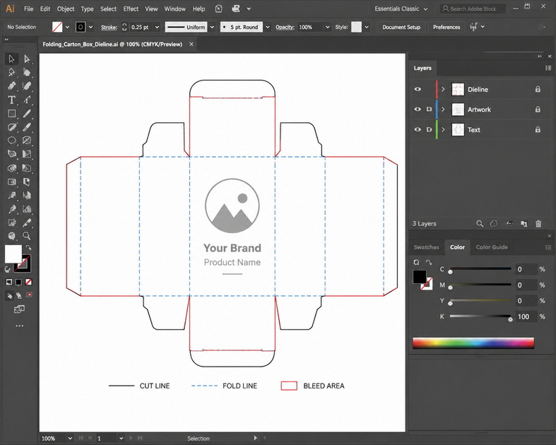 Packaging Dieline Layers In Illustrator Packaging Dieline Layers In Illustrator