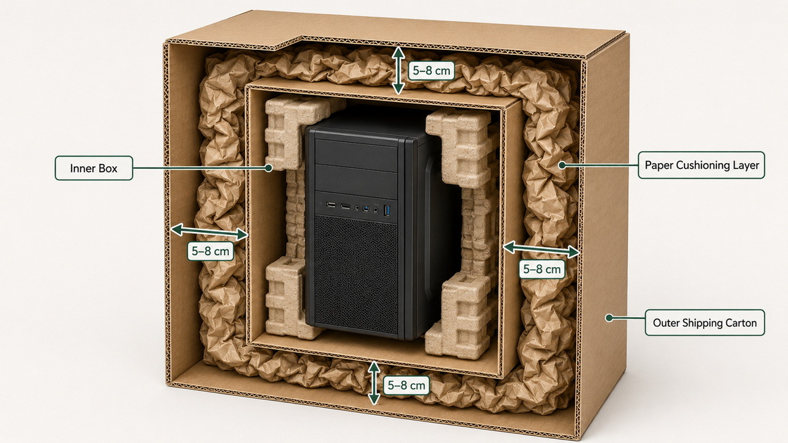 Double Boxing PC With Paper Cushioning Double Boxing PC With Paper Cushioning