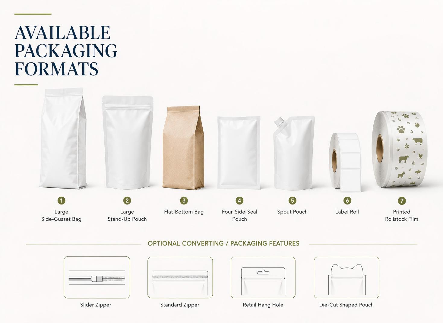 AVAILABLE PACKAGING FORMATS AVAILABLE PACKAGING FORMATS