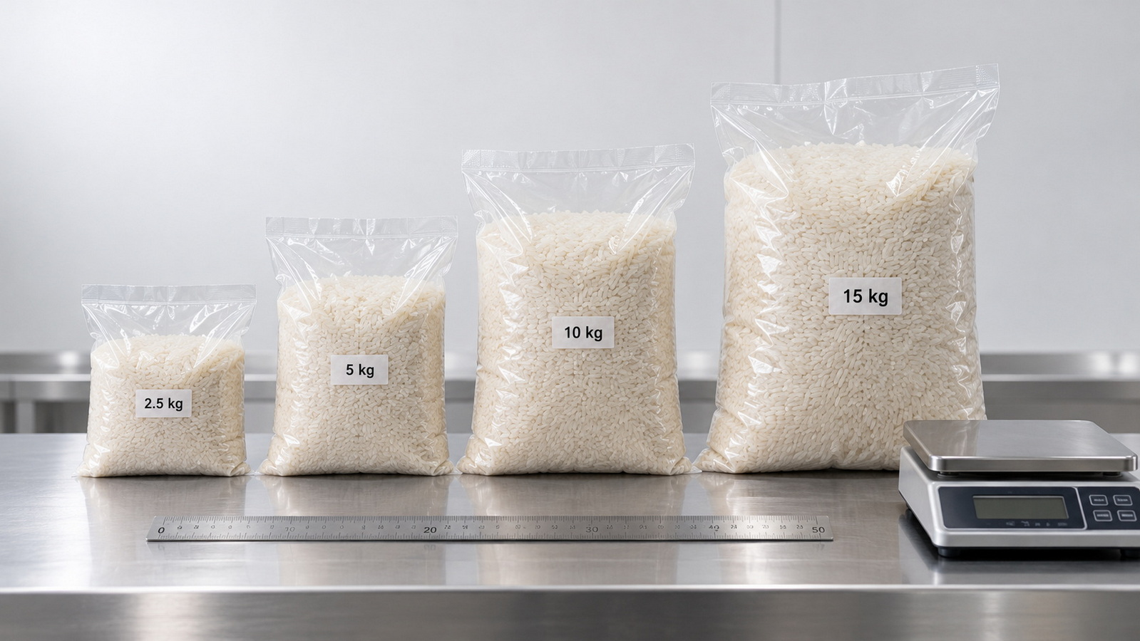 Rice Packaging Bag Size Comparison Rice Packaging Bag Size Comparison