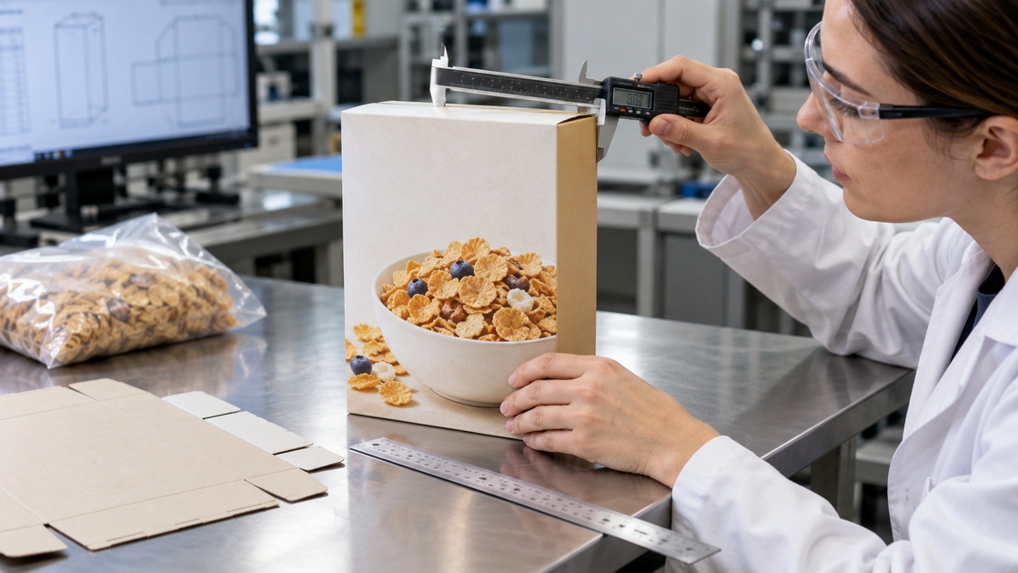 Measuring A Finished Cereal Carton Measuring A Finished Cereal Carton