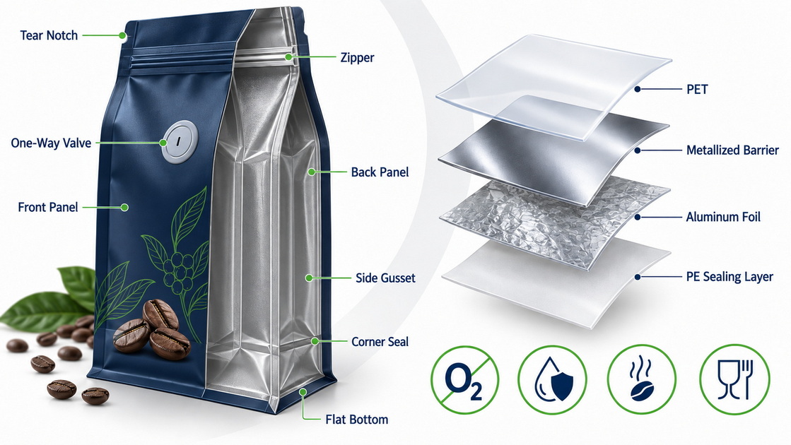 Quad Seal Bag Material Structure Quad Seal Bag Material Structure