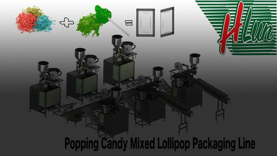 6-Station Automatic Feeding & Packaging Line for Mixed Popping Candy and Lollipop Products
