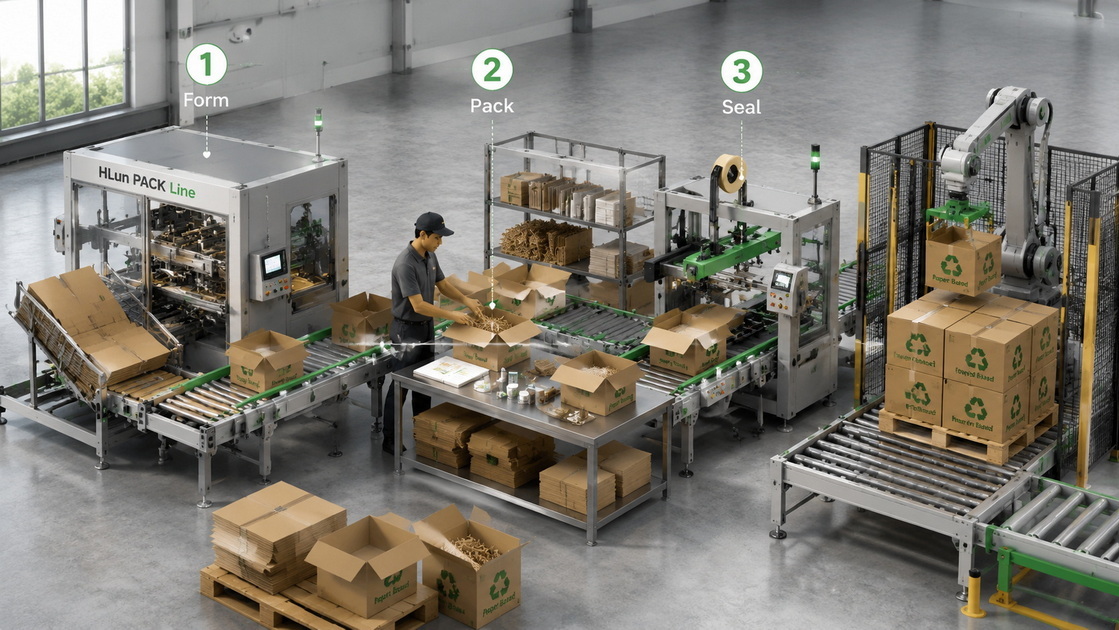 Integrated Paper Packaging Line With HLun PACK