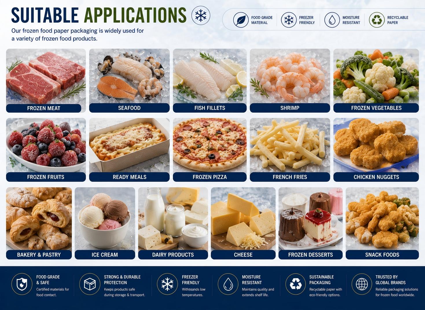 Usage scenarios for frozen food packaging