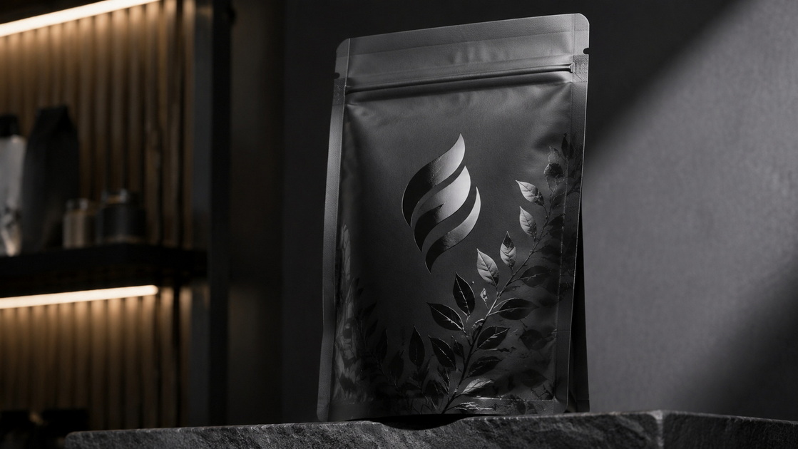 Spot UV Pouch Under Retail Lighting