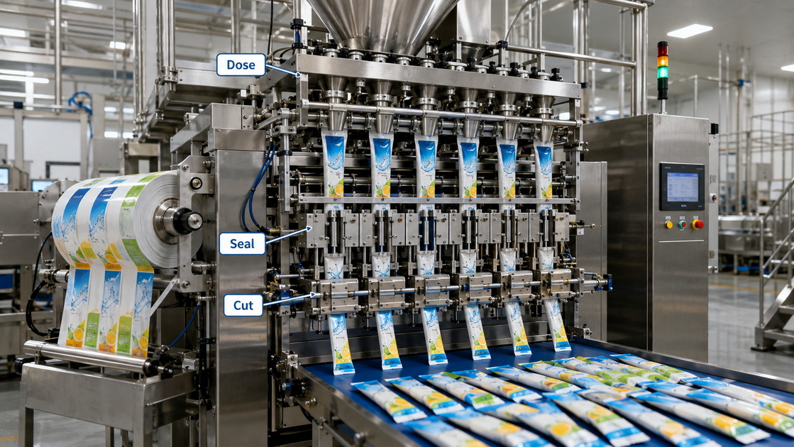 Multi Lane Sachet Packaging Machine For Drink Powder