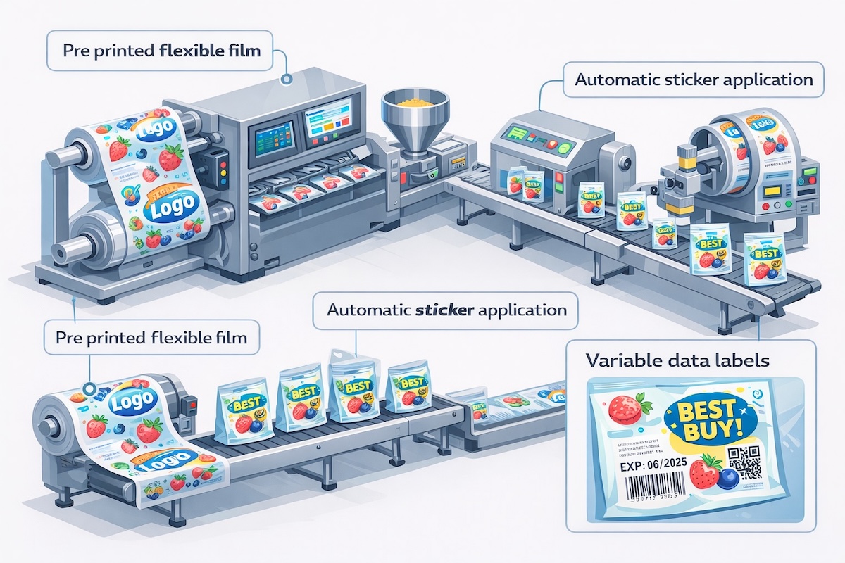 Flexible Packaging Line With Stickers