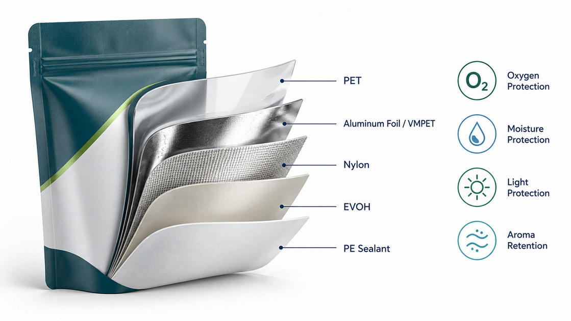 High Barrier Pouch Material Layers